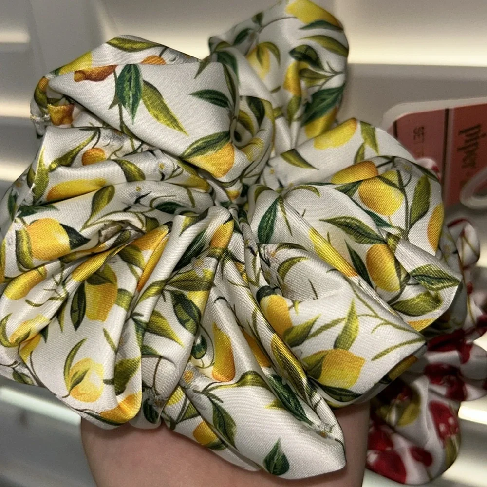 🇺🇸FIRM PRICE🇺🇸Jumbo 2 Cherry and Lemon Print Scrunchies